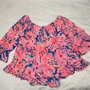 NWT Lilly Pulitzer Corie Top in Multi Swirling Seadream